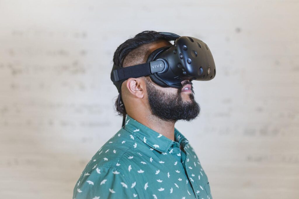 man getting virtual reality therapy